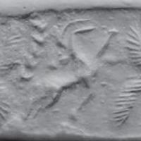 Divine hero or apkallu fighting wild goat (ibex)