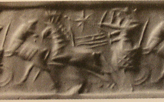 Archer hunting bull from chariot