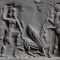 Enkidu and Gilgamesh fighting the Bull of Heaven