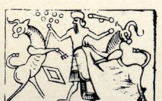 Hero grasping bull on either side