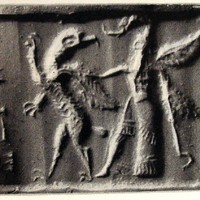 Winged hero fighting griffin (modern [i.e., fake])