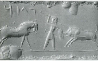 Dismounted Median spearman hunting boar