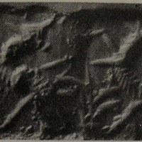 Two rampant bulls pursuing each other