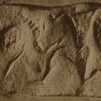 Winged hero fighting scorpion-tailed hybrid creature