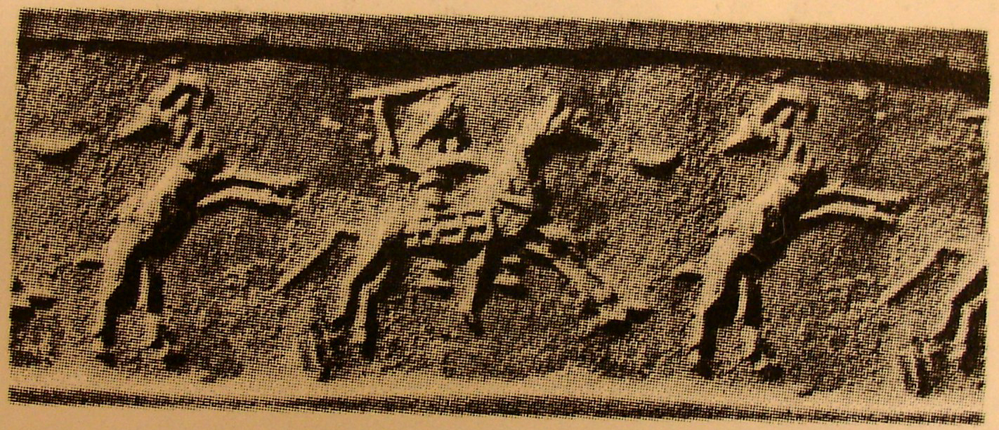 Horse-riding spearman hunting wild goat (ibex)