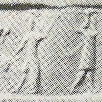 Two heroes fighting cow suckling its calf and attacked by lion