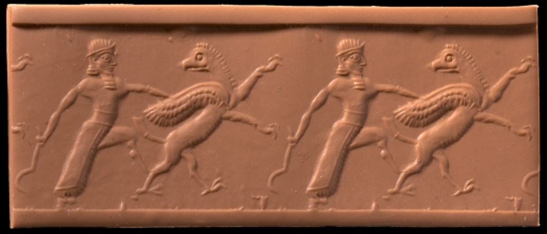 Hero fighting griffin