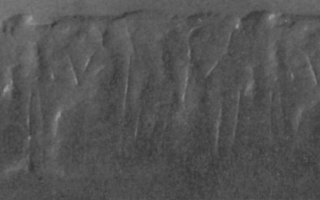 Pot-stand between king sitting on throne and his attendant