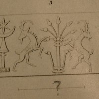 Two wild goats (ibexes) flanking stylised tree